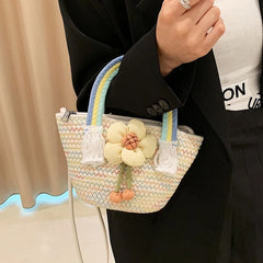 Women's Small Flap Purses Handbags Color Woven Underarm Bag
