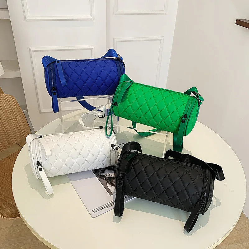 Women's Rhombus Crossbody Bag French Stick Nylon Waterproof Shoulder Bag
