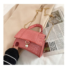 Women's Sloping Bag PU Leather Stone Patterned Small Square Bag