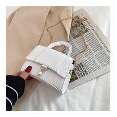 Women's Sloping Bag PU Leather Stone Patterned Small Square Bag