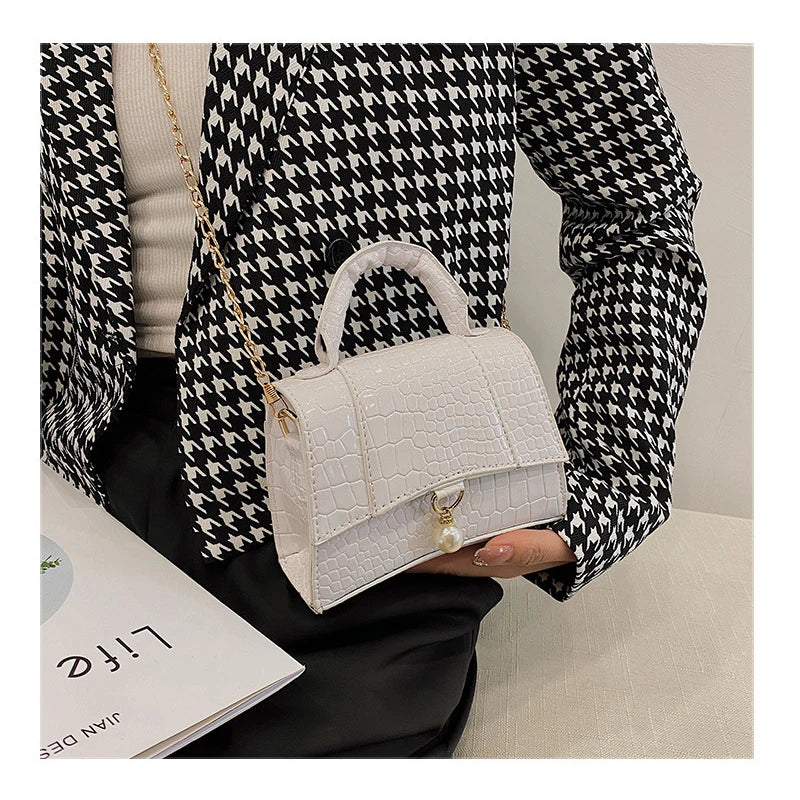 Women's Sloping Bag PU Leather Stone Patterned Small Square Bag