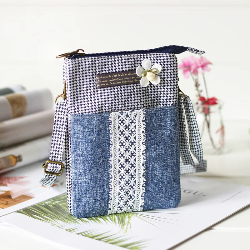 Women's Small Crossbody Purses Linen Messenger Phone Bags for Girls