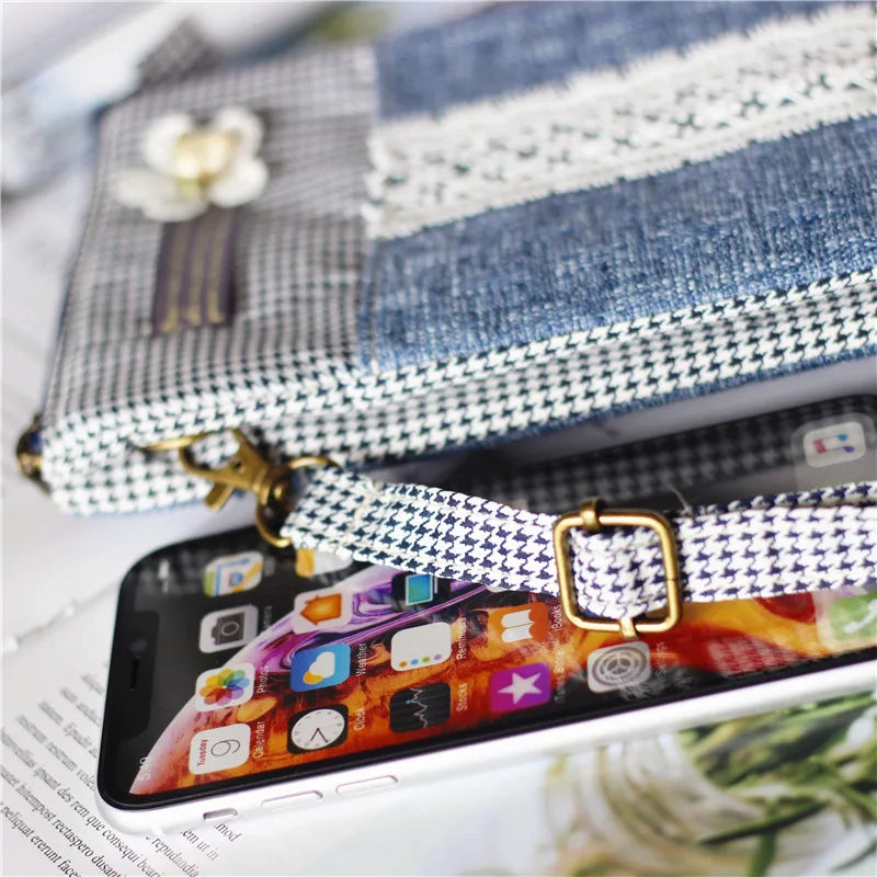 Women's Small Crossbody Purses Linen Messenger Phone Bags for Girls