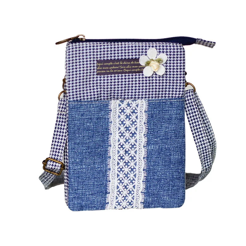 Women's Small Crossbody Purses Linen Messenger Phone Bags for Girls