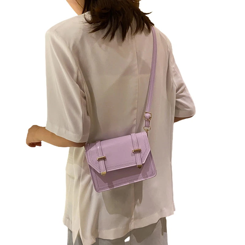 Women's Small Crossbody Bag Lightweight PU Leather Shoulder Bag Flap Handbag