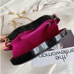 Women's Small Crossbody Bag Red-mouth Chain Purse Clutch Shoulder Bag