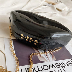 Women's Small Crossbody Bag Red-mouth Chain Purse Clutch Shoulder Bag