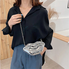Women's Small Crossbody Bag Red-mouth Chain Purse Clutch Shoulder Bag