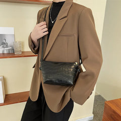 Women's Crocodile Stripe Cross-body Bag Retro Shoulder Bag