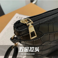 Women's Crocodile Stripe Cross-body Bag Retro Shoulder Bag