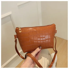 Women's Crocodile Stripe Cross-body Bag Retro Shoulder Bag