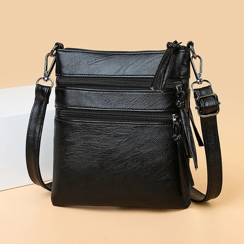 Women's Small Shoulder Crossbody Bag Multi-layer Messenger Soft Handbag Purse