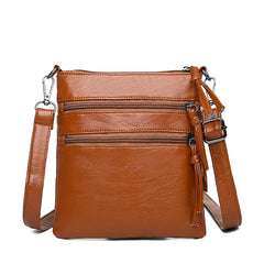Women's Small Shoulder Bag Pu Leather Crossbody Bag Casual Women Multi-layer Mes