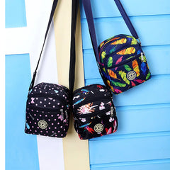 Women's Small Square Nylon Casual Bag with Multi-layer Shoulder Strap