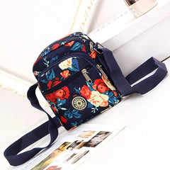 Women's Small Square Nylon Casual Bag with Multi-layer Shoulder Strap
