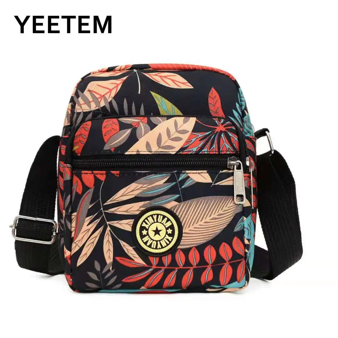 Women's Small Square Nylon Casual Bag with Multi-layer Shoulder Strap
