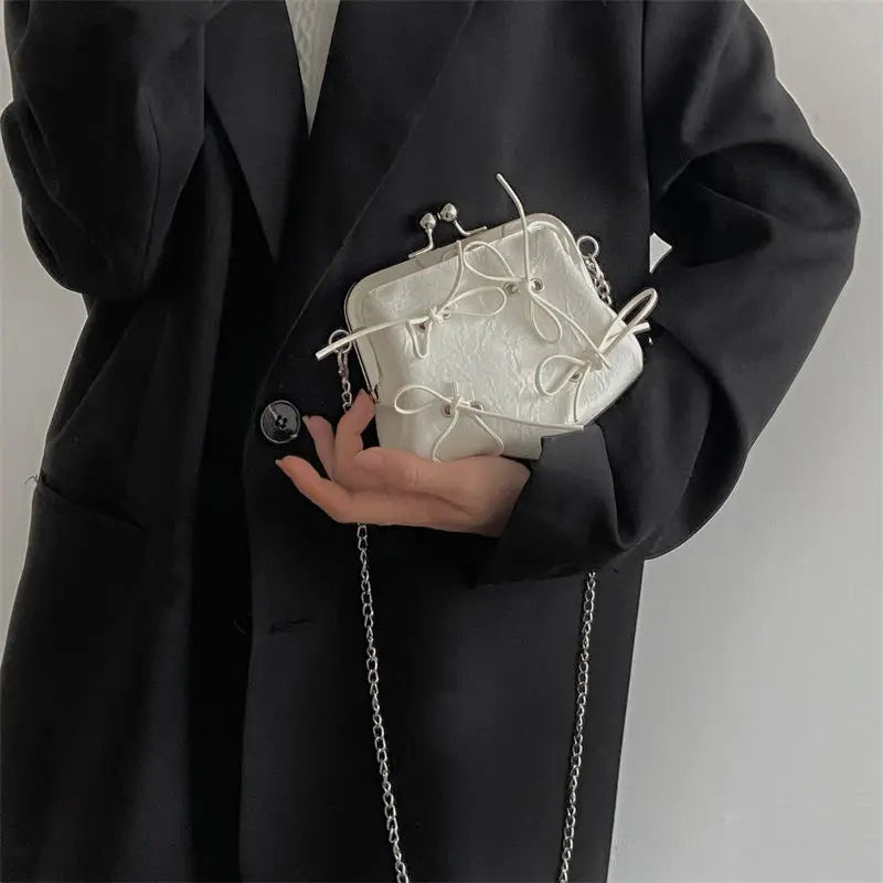 Small Leather Bag Chain Bowknot Shoulder Crossbody Bags