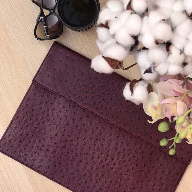 Ostrich Pattern Leather Laptop Bag for Women