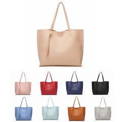 Women's Faux Leather Tote Shoulder Bag with Tassel Handbag