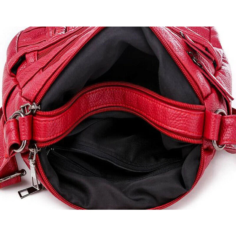Women's Soft Leather Shoulder Bag Crossbody Multi-layer Small Messenger Handbag