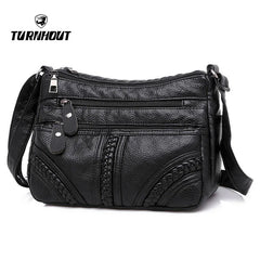 Women's Soft Leather Shoulder Bag Crossbody Multi-layer Small Messenger Handbag