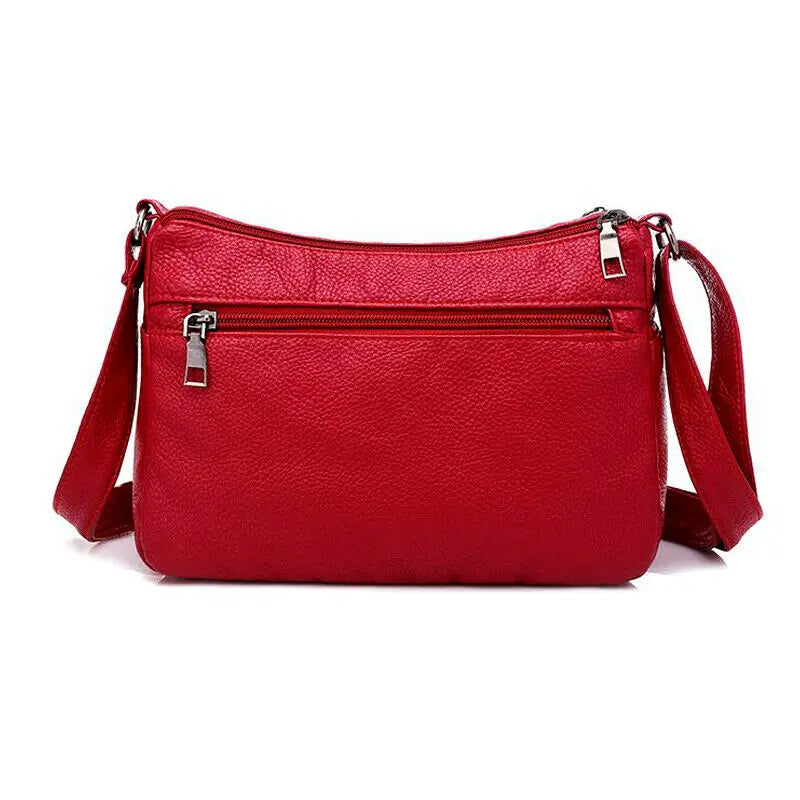 Women's Soft Leather Shoulder Bag Crossbody Multi-layer Small Messenger Handbag