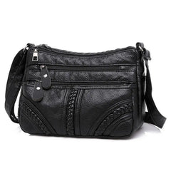 Women's Soft Leather Shoulder Bag Crossbody Multi-layer Small Messenger Handbag