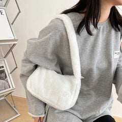 Soft Plush Hobos Shoulder Bag Winter Furry Ladies Clutch Purse Handbag Female