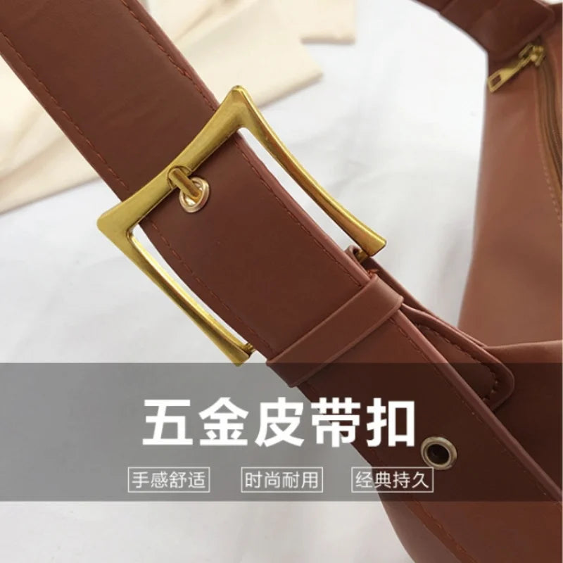 Women's Retro Single Shoulder Bag Large Capacity Crossbody Lazy Wind Tote Bag