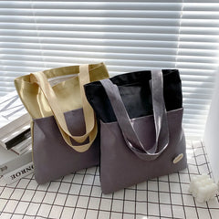 Solid Canvas Handbag Girl Shoulder Bag Shopping Purse