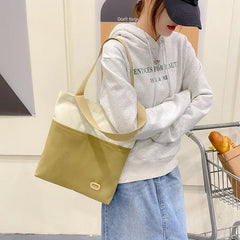Solid Canvas Handbag Girl Shoulder Bag Shopping Purse