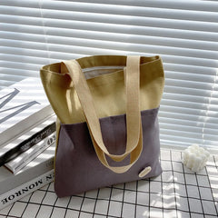 Solid Canvas Handbag Girl Shoulder Bag Shopping Purse