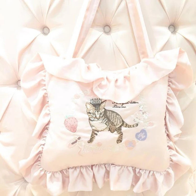 Embroidery Cat Shoulder Bag Hot Japan Lolita Bags Harajuku Pillow Bag