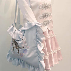 Embroidery Cat Shoulder Bag Hot Japan Lolita Bags Harajuku Pillow Bag