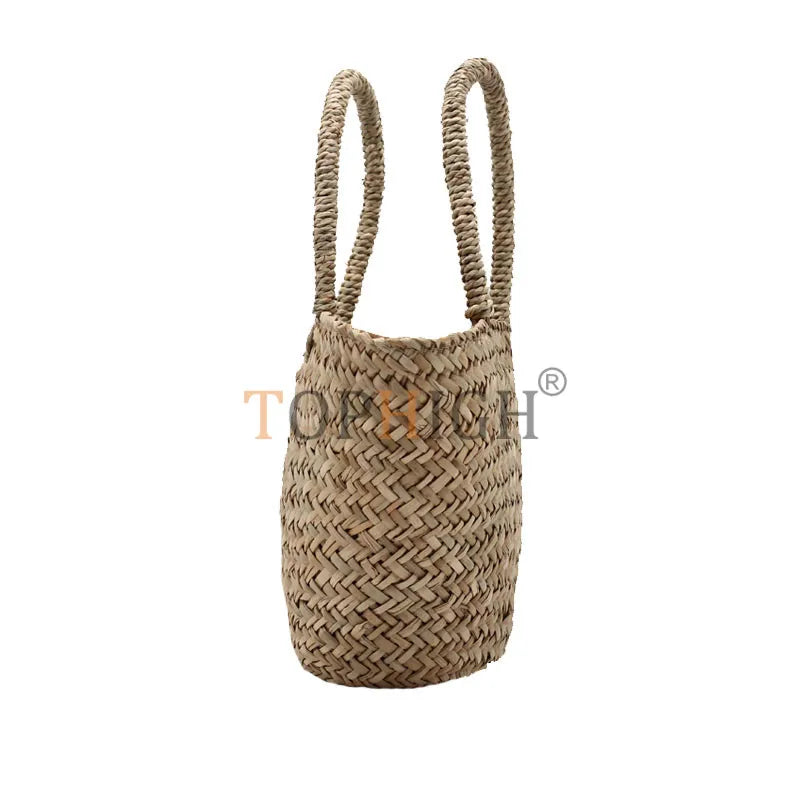 Women's Straw Hand Bag Large Shoulder Tote Bag Bucket Summer Bags Tassel