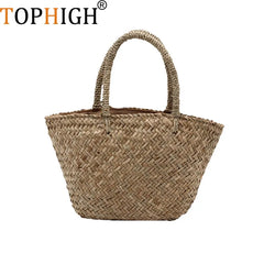Women's Straw Hand Bag Large Shoulder Tote Bag Bucket Summer Bags Tassel