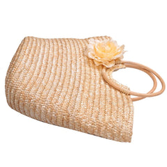 Women's Straw Handbag Flower Woven Beach Tote Bag