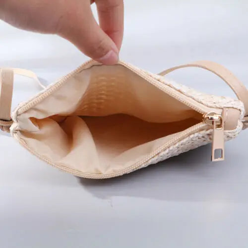 Straw Knitted Small Messenger Bag for Beach Travel and Everyday Use