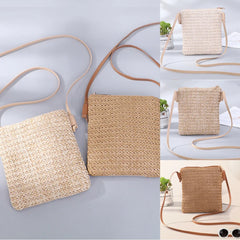 Straw Knitted Small Messenger Bag for Beach Travel and Everyday Use