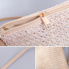 Straw Knitted Small Messenger Bag for Beach Travel and Everyday Use