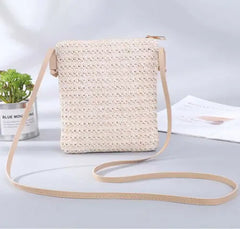 Straw Knitted Small Messenger Bag for Beach Travel and Everyday Use