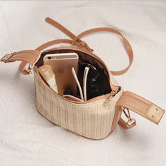 Women's Straw Woven Cross-Body Bag Summer Shoulder Bag