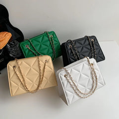 Women's Stylish Bag Spring Texture Chain Messenger Bag Diamond Pattern Bag