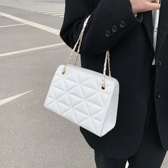 Women's Stylish Bag Spring Texture Chain Messenger Bag Diamond Pattern Bag