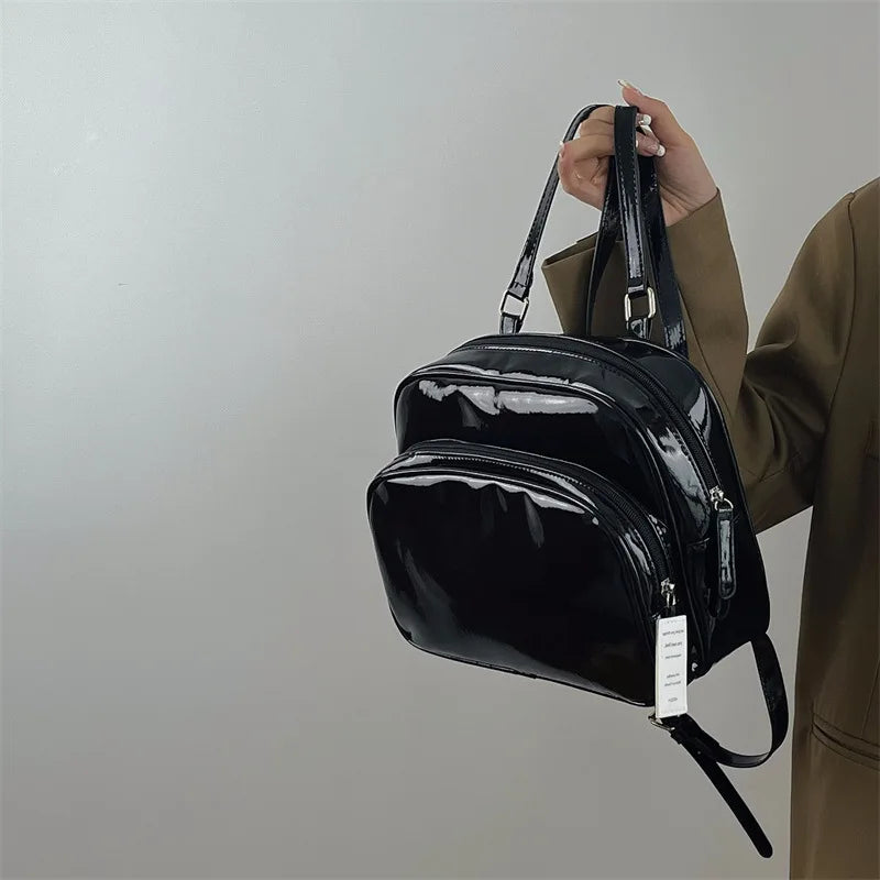 Women's Retro Leather Shoulder Bag Backpack Y2k Fashionable Handbag