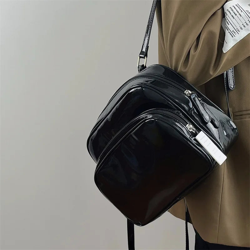 Women's Retro Leather Shoulder Bag Backpack Y2k Fashionable Handbag