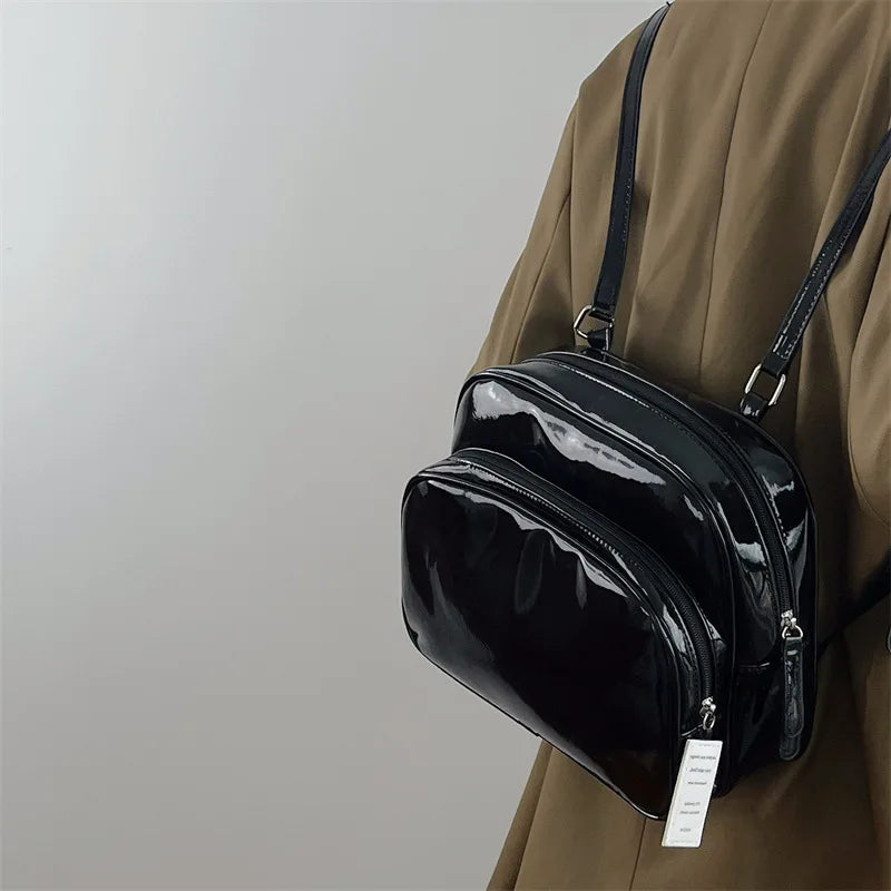 Women's Retro Leather Shoulder Bag Backpack Y2k Fashionable Handbag