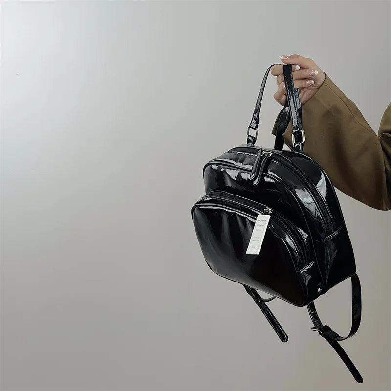 Women's Retro Leather Shoulder Bag Backpack Y2k Fashionable Handbag