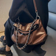 Soft Leather Flap Tote Bag Top Folds Crossbody Bags for Women