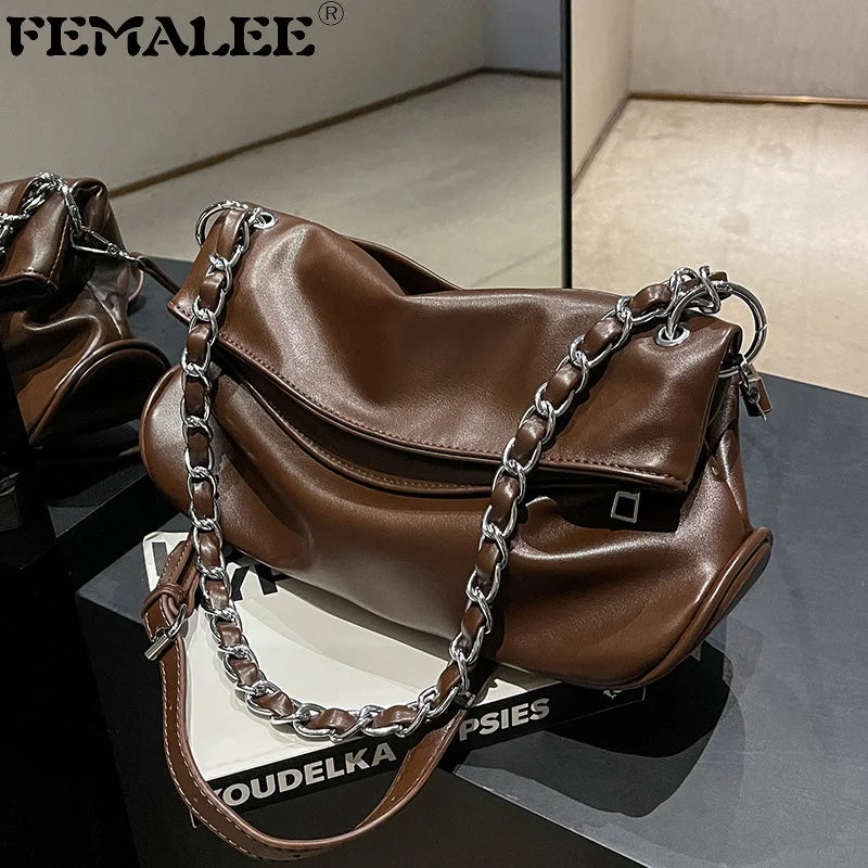 Soft Leather Flap Tote Bag Top Folds Crossbody Bags for Women